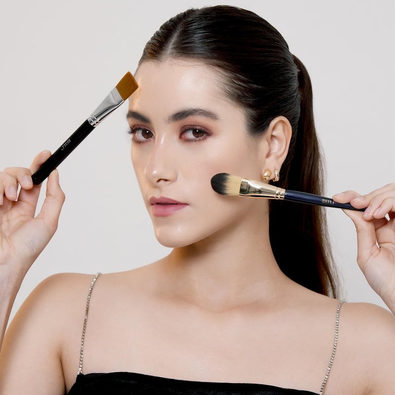 BEILI 2pcs Flat Square Synthetic Foundation Brush for Liquid Cream Facial Mask Concealer Makeup Premium Soft Synthetic Contour Brush for Blending Liquid Cream Foundation Emulsion Cosmetics - Image 5